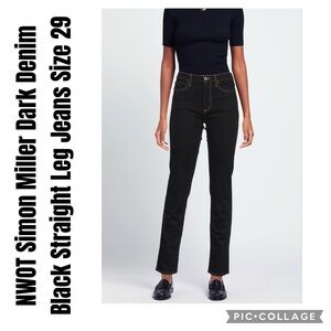 Simon Miller Dark Denim Black Straight Leg Jeans Size 29